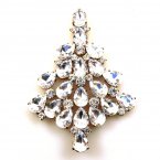 Xmas Teardrops Tree Brooch 10cm ~ Clear Crystal*