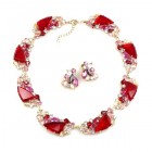 Emilee Necklace Set with Earrings ~ Red with Pink