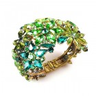 True Love ~ Clamper Bracelet with Flowers ~ Green Tones