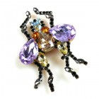 Large Fly Brooch with Violet Crystals