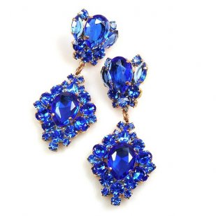 Aztec Sun Earrings Pierced ~ Blue