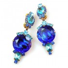 Taj Mahal Earrings Clips ~ Silver Blue with Aqua
