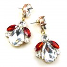 Beaute Earrings Pierced ~ Clear Crystal with Red*