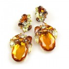 Fiore Pierced Earrings ~ Topaz Ovals with Yellow