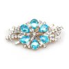 Yumi Classic Brooch ~ Crystal with Aqua Flower