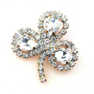 Shamrock Pin ~ Clear Crystal