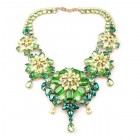 Crystal Blossom ~ Necklace ~ Green Yellow