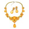Neon Flame Necklace with Earrings ~ Neon Orange