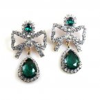 Bows Earrings Pierced ~ Emerald*