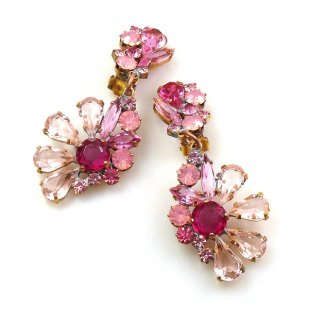 Power of Flowers ~ Earrings with Clips ~ Pink Tones