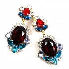 Grand Mythique Earrings Clips ~ Extra Ruby Aqua*