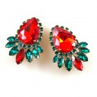 Paris Charm Earrings Clips ~ Red Emerald*