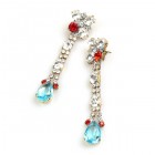 Venice Earrings for Pierced Ears ~ Clear Crystal with Aqua