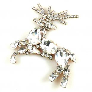 Reindeer ~ Christmas Brooch Medium Clear (L)*