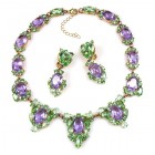 Mythique Set Lite ~ Necklace and Earrings ~ Green Violet