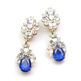 Timeless Clips on Earrings ~ Crystal with Blue