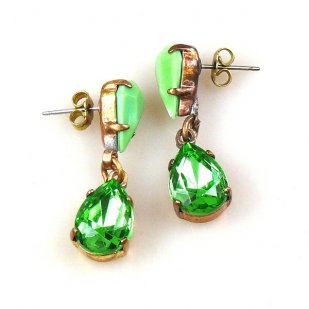 Droplets Earrings for Pierced Ears ~ Green Opaque Mint