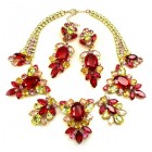 Iris Grande Necklace Set ~ Red Yellow Pink