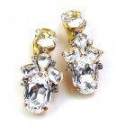 Dramatic Earrings Clips ~ Clear Crystal