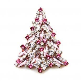 Navette Xmas Tree Brooch ~ Clear Pink*