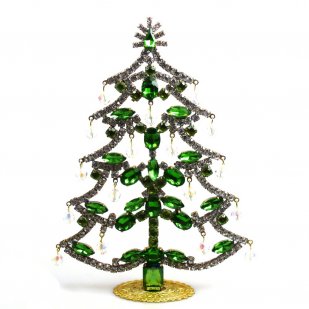 18cm Xmas Tree with Dangling Rondelles ~ Green Clear*