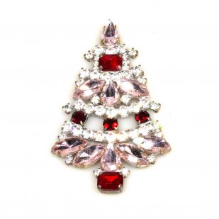 Xmas Tree Brooch #06 ~ Pink Red Clear 8cm*