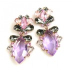 Floralie Earrings Pierced ~ Violet with Smoke Crystal