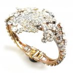 Frog Clamper Bracelet ~ Clear Crystal