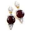 Taj Mahal Earrings Clips ~ Clear with Silver Ruby Red*