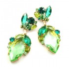 Romance Poetry Earrings Pierced ~ Peridot and Green Tones