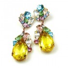 Fountain Earrings for Pierced Ears ~ Pastel Tones with Yellow