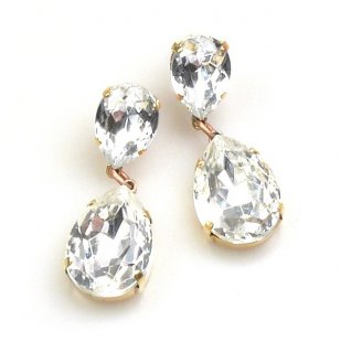Raindrops Earrings Pierced ~ Clear Crystal