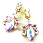 Carmen Earrings Clips ~ Aurora Borealis with Pink*