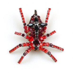 Cross Spider Brooch ~ Red and Black