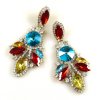 Absolue Earrings Pierced ~ Aqua Red with Yellow*