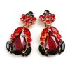 Iris Earrings Clips-on ~ Black Red