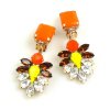 Perceive Earrings with Clips ~ Opaque Orange Clear Yellow