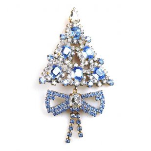 Xmas Tree with Bow Pin ~ Clear Sapphire