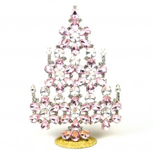 Xmas Flowers Tree Decoration 16cm ~ Pink Clear*