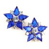 True Love Earrings Clips ~ Blue with Clear Crystal