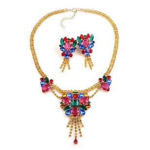 Iridescence Necklace with Earrings ~ Multicolor
