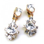 Marlene Earrings Clips ~ Clear Crystal