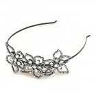 Lotus Flower Tiara ~ Clear Crystal ~ Black Plated