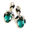 Fiore Pierced Earrings ~ Emerald with Black and Clear
