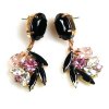 Close to Heaven Pierced Earrings ~ Pink Crystal Black