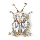 Longhorn Beetle Pin ~ Clear Crystal