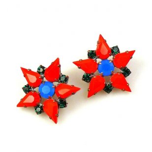 True Love Earrings Pierced ~ Opaque Red Blue Emerald