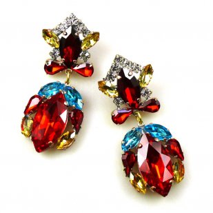 Floralie Earrings Pierced ~ Red Multicolor*