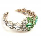 Aztec Sun Headband Tiara ~ Clear Crystal and Green