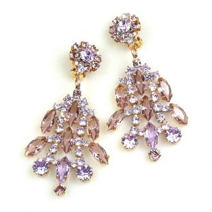 Enchanted Rhinestone Earrings Clips ~ Violet